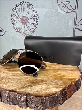 Calvin Klein Men’s Silver Frame Sunglasses with Black Lenses